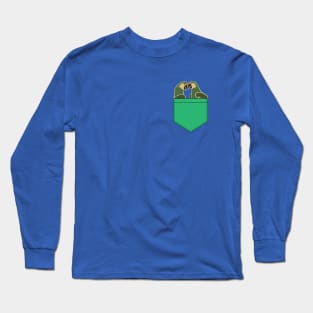 Macaw Parrots in Green Pocket Long Sleeve T-Shirt